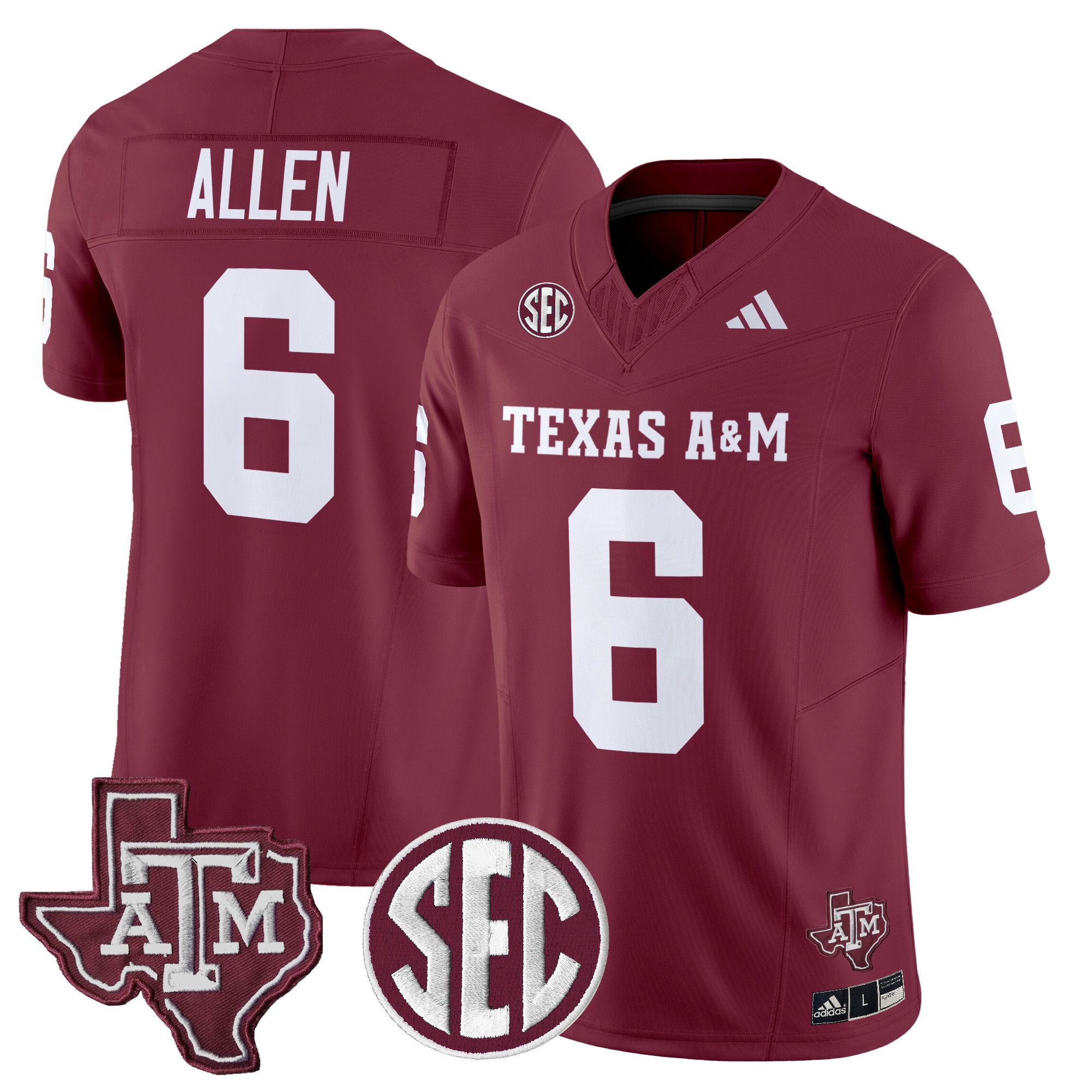 Men Texas A&M Aggies #6 Allen Red 2024 Vapor Limited NCAA Jersey style 1